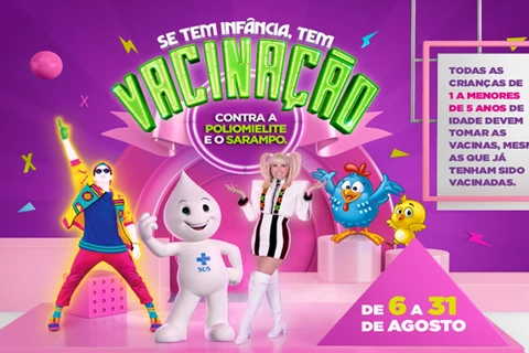 Crianças de um ano a menores de cinco devem se vacinar contra a pólio e sarampo