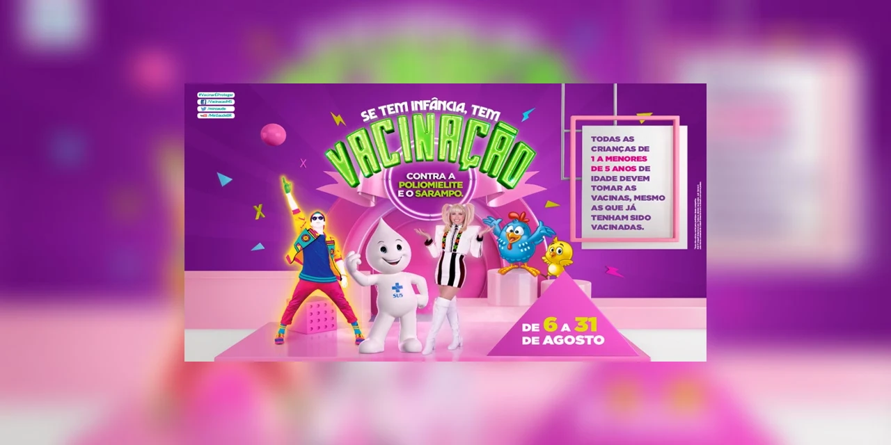 Crianças de um ano a menores de cinco devem se vacinar contra a pólio e sarampo