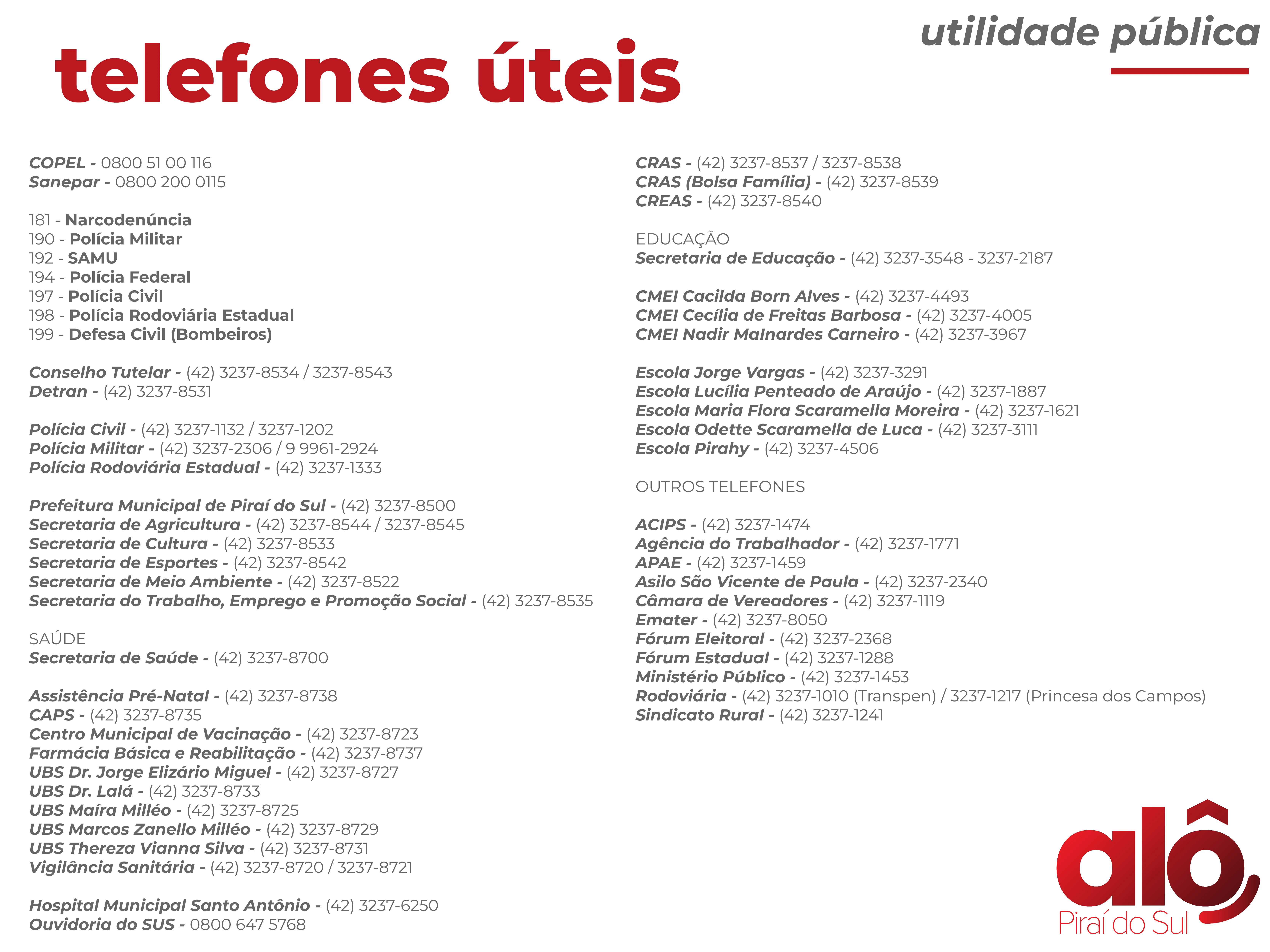 Telefones Úteis