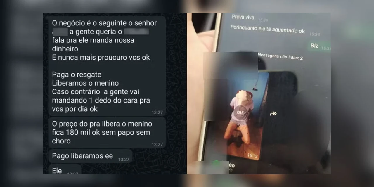 Mensagens mostram ameaças feitas ao pai do homem que forjou o próprio sequestro e pediu 'resgate' de R$ 180 mil, no Paraná