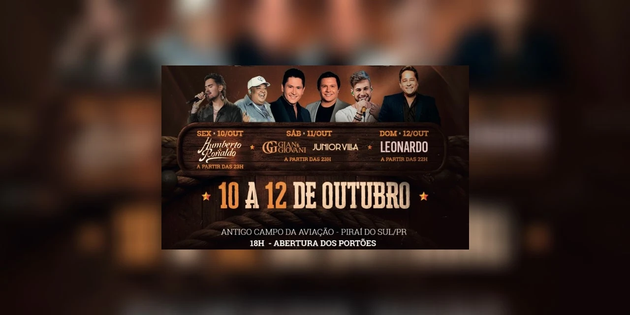 Piraí Rodeo Fest 2025 promete agitar a cidade com grandes atrações e entrada gratuita