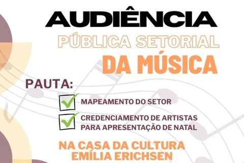 Audiência pública discutirá mapeamento do setor e contratação de músicos locais para apresentações de Natal