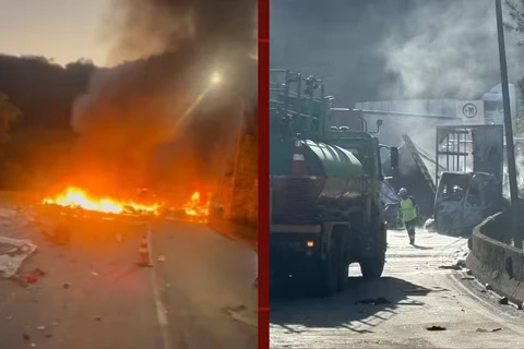 Engavetamento entre carretas e van provoca morte, deixa feridos e interdita BR-376, entre o Paraná e Santa Catarina