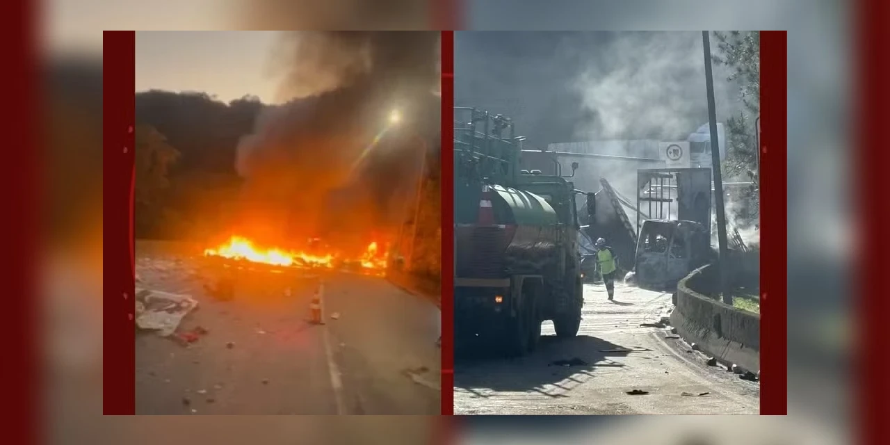 Engavetamento entre carretas e van provoca morte, deixa feridos e interdita BR-376, entre o Paraná e Santa Catarina