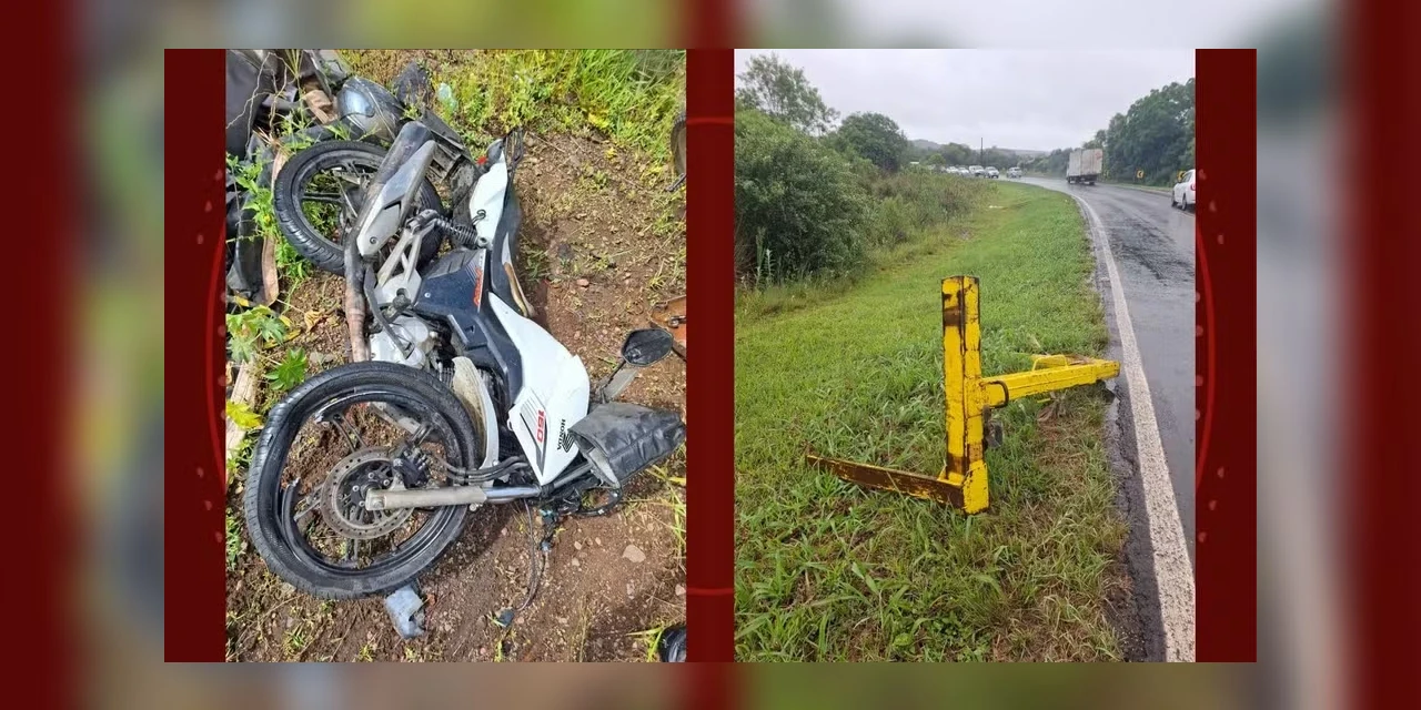 Motociclista morre após peça de ferro se soltar de caminhão e atingi-lo em rodovia, em Ponta Grossa
