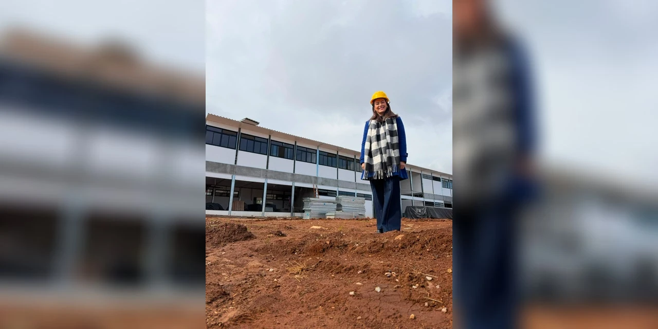 Mabel acompanha avanço da construção de colégio no Los Angeles