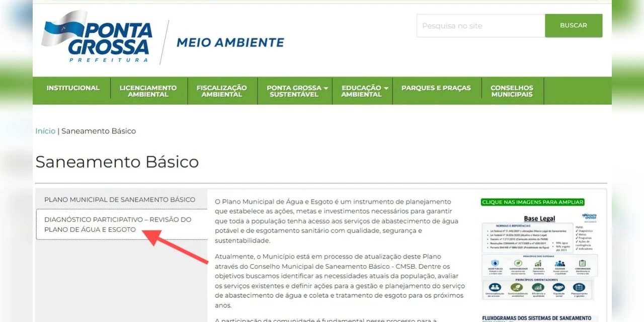 Formulário online: População de PG pode contribuir para diagnóstico de abastecimento de água e esgotamento sanitário