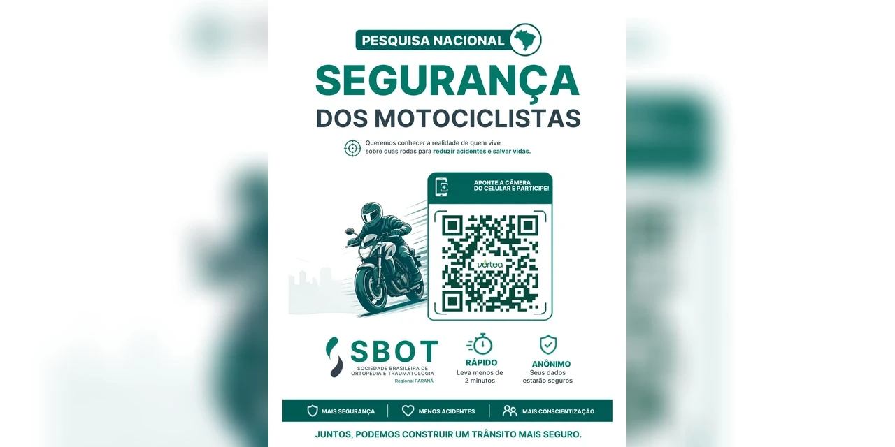 SBOT-PR reforça campanha nacional e mobiliza motociclistas paranaenses para pesquisa sobre comportamento no trânsito