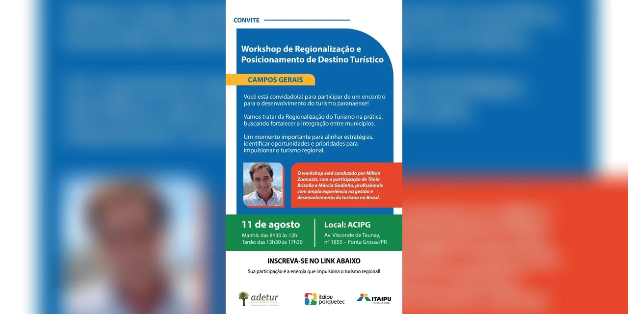 Inscrições abertas: Workshop de Regionalização leva planejamento estratégico às regiões turísticas do Paraná